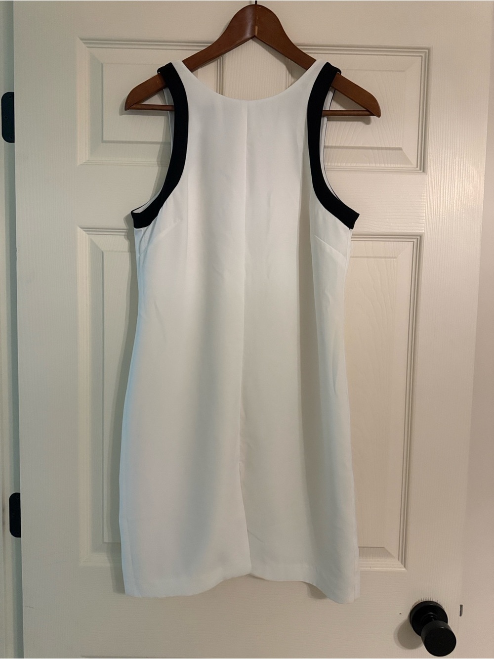 Banana Republic White Sleeveless Shift Dress with Black Trim